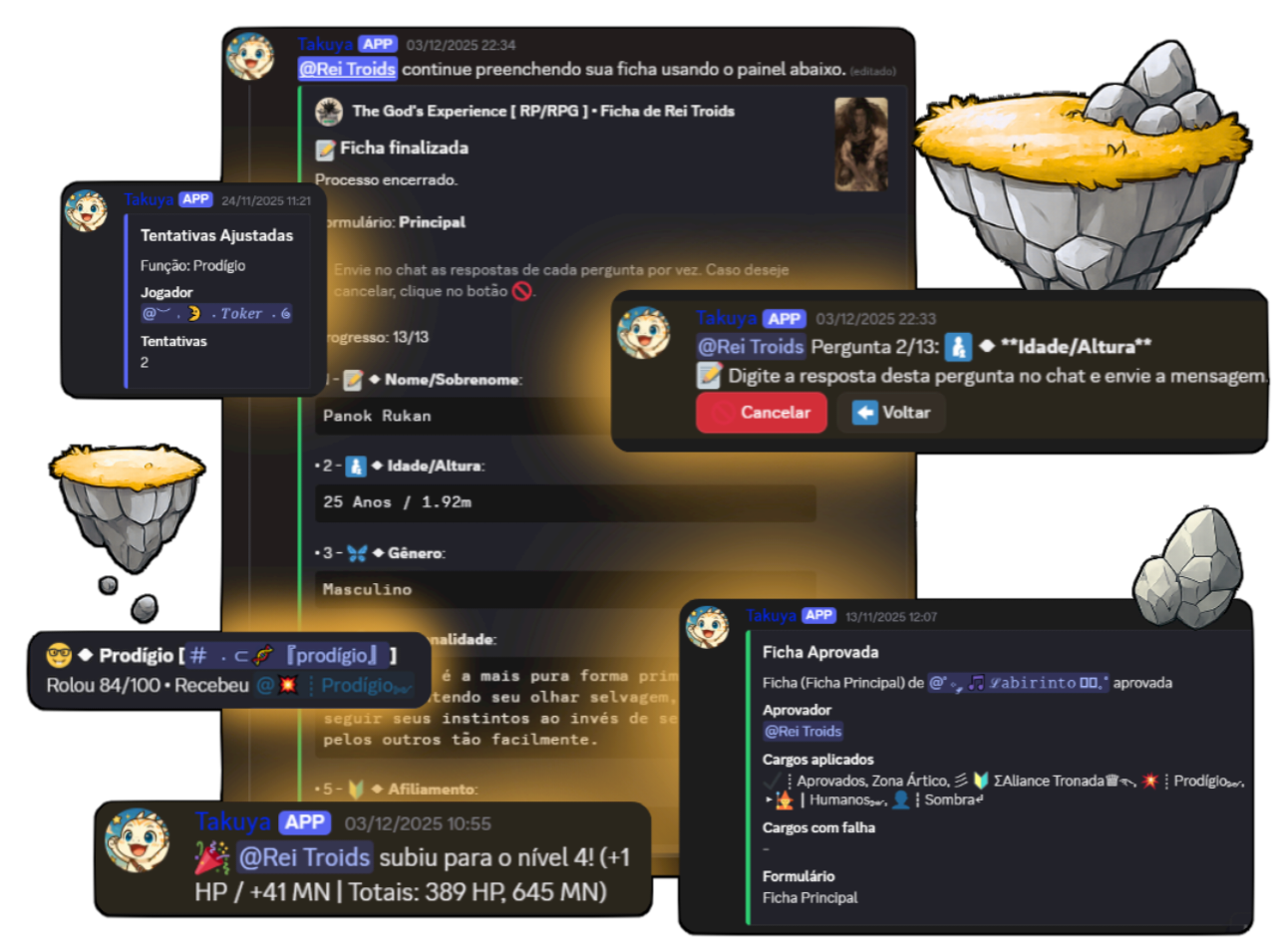 Personagens e fichas